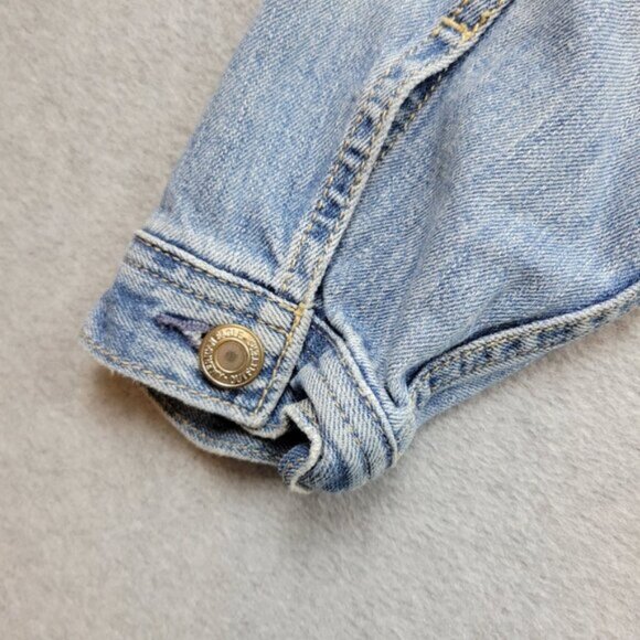 American Eagle Womens Denim Jacket Embroidered Bandana Floral Gorpcore Boho XS - Picture 13 of 16